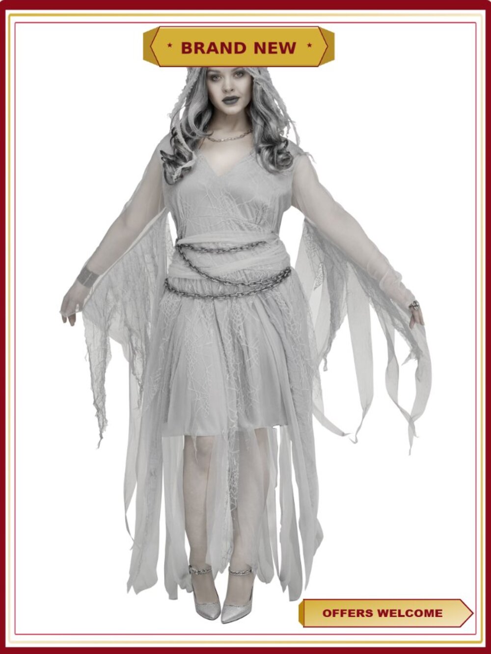 Enchanted Ghost Halloween Costume Hooded Gown